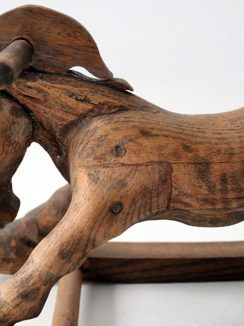 vintage hand-carved wood rocking horse