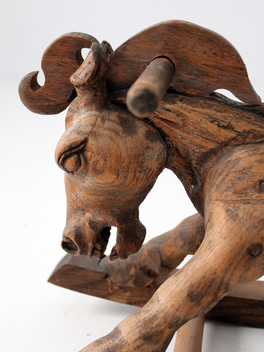 vintage hand-carved wood rocking horse