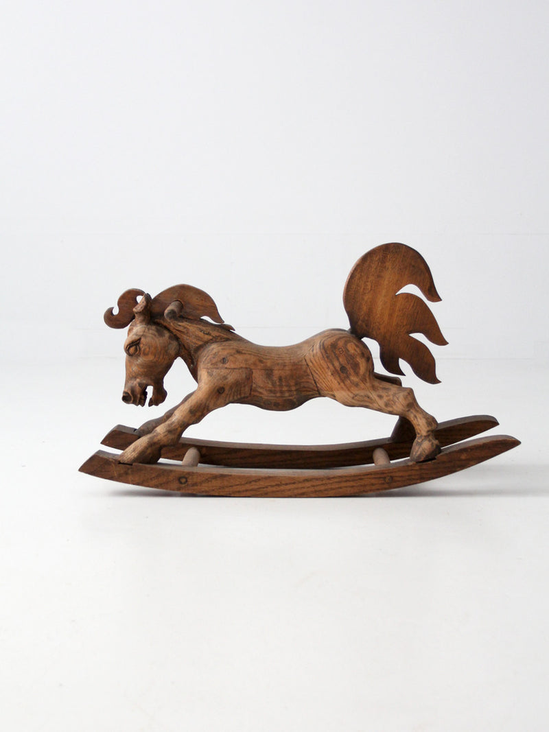vintage hand-carved wood rocking horse