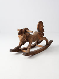 vintage hand-carved wood rocking horse