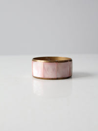 vintage brass bracelet with mother of pearl inlay
