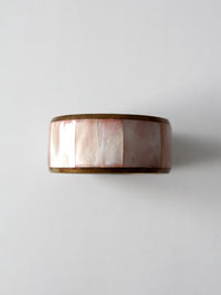 vintage brass bracelet with mother of pearl inlay