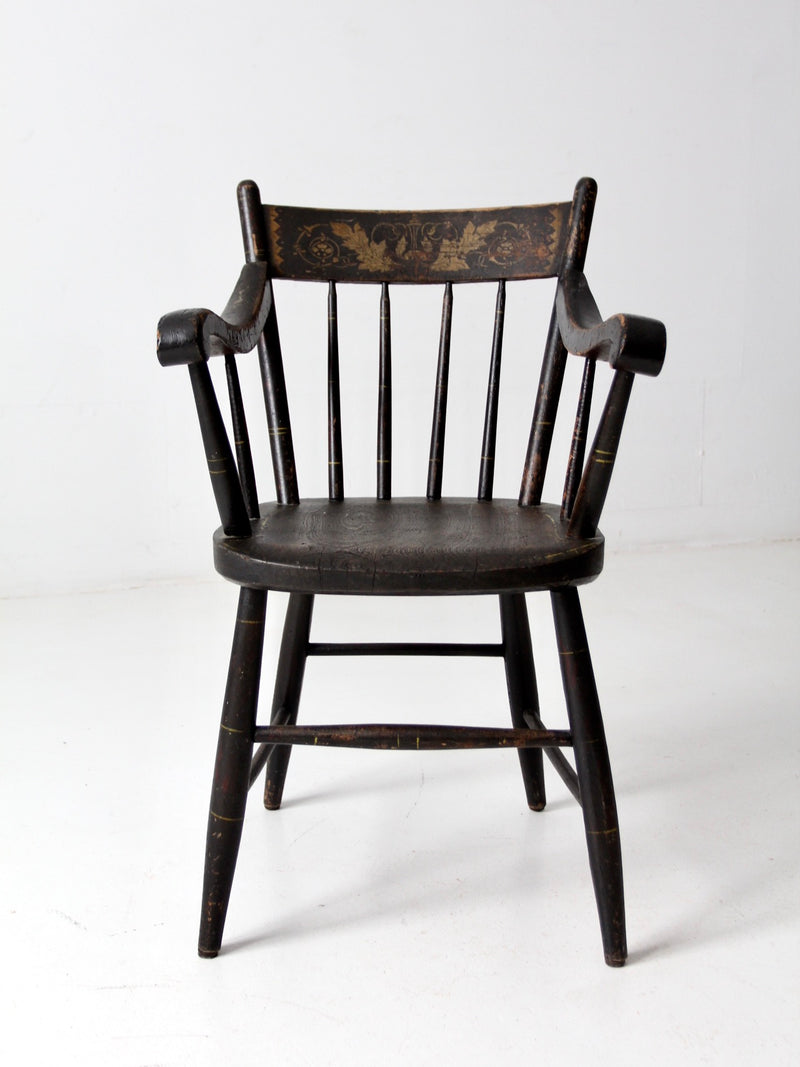 antique stencil back arm chair