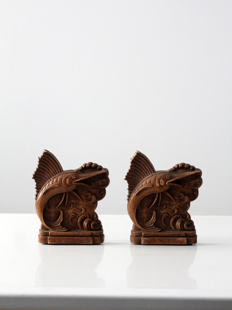 vintage pressed wood bookends