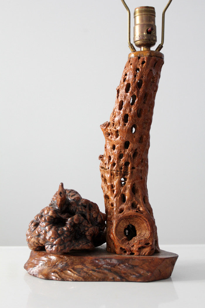 vintage burl wood lamp