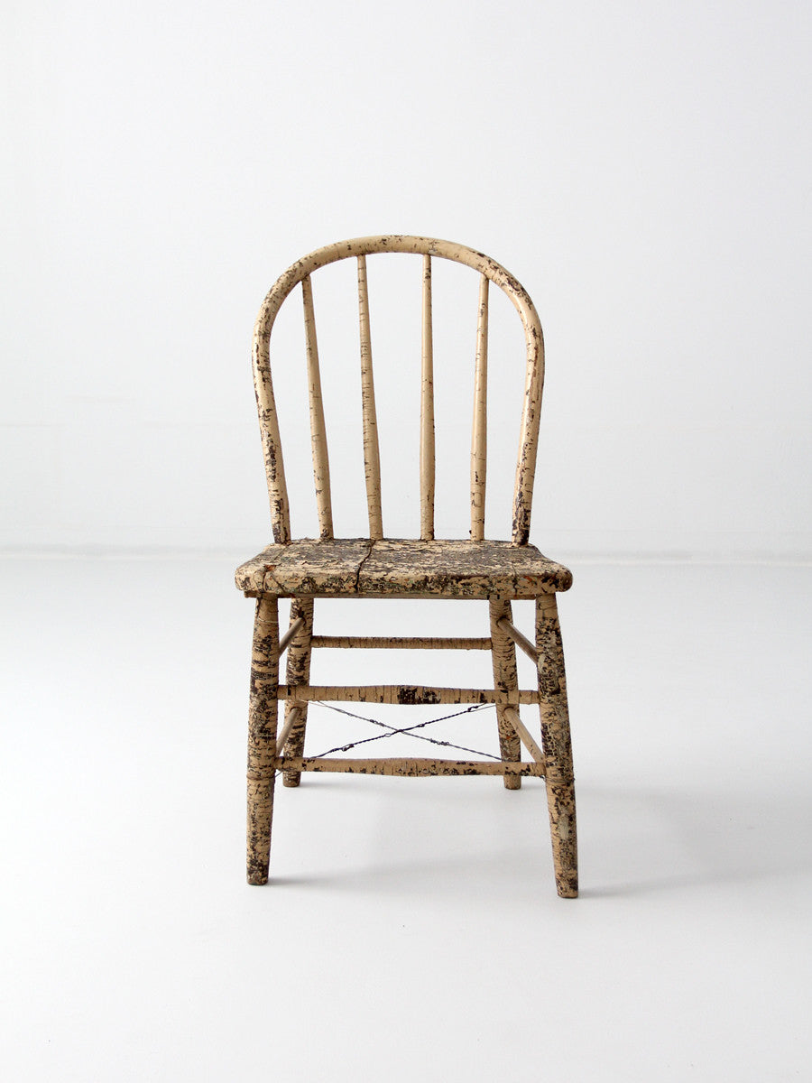 1800s primitive farmhouse spindle back chair