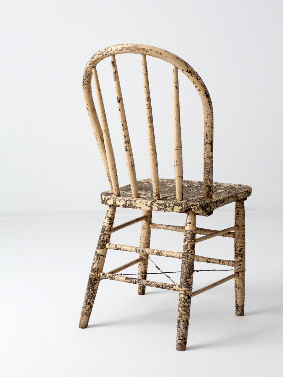 1800s primitive farmhouse spindle back chair