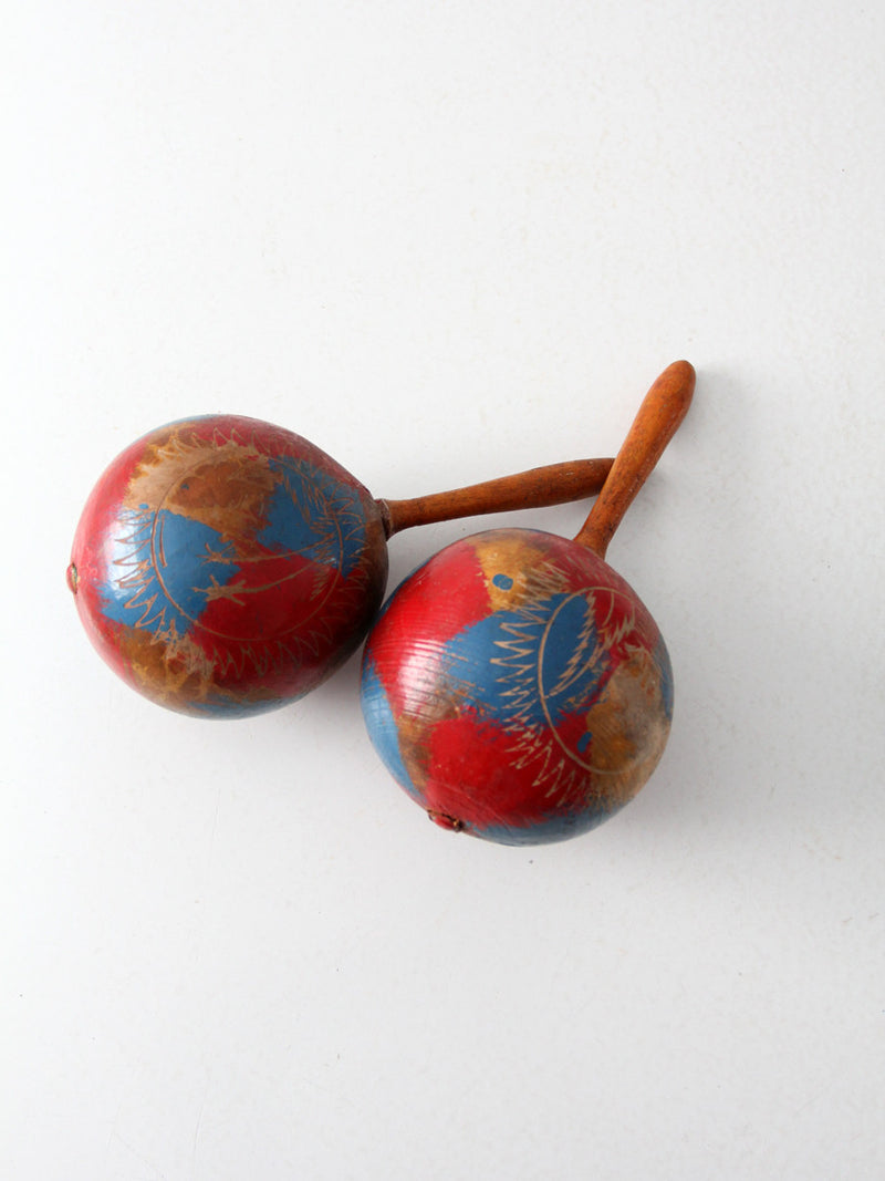 vintage painted maracas pair