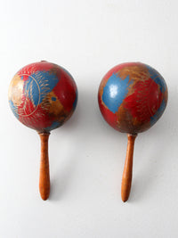 vintage painted maracas pair