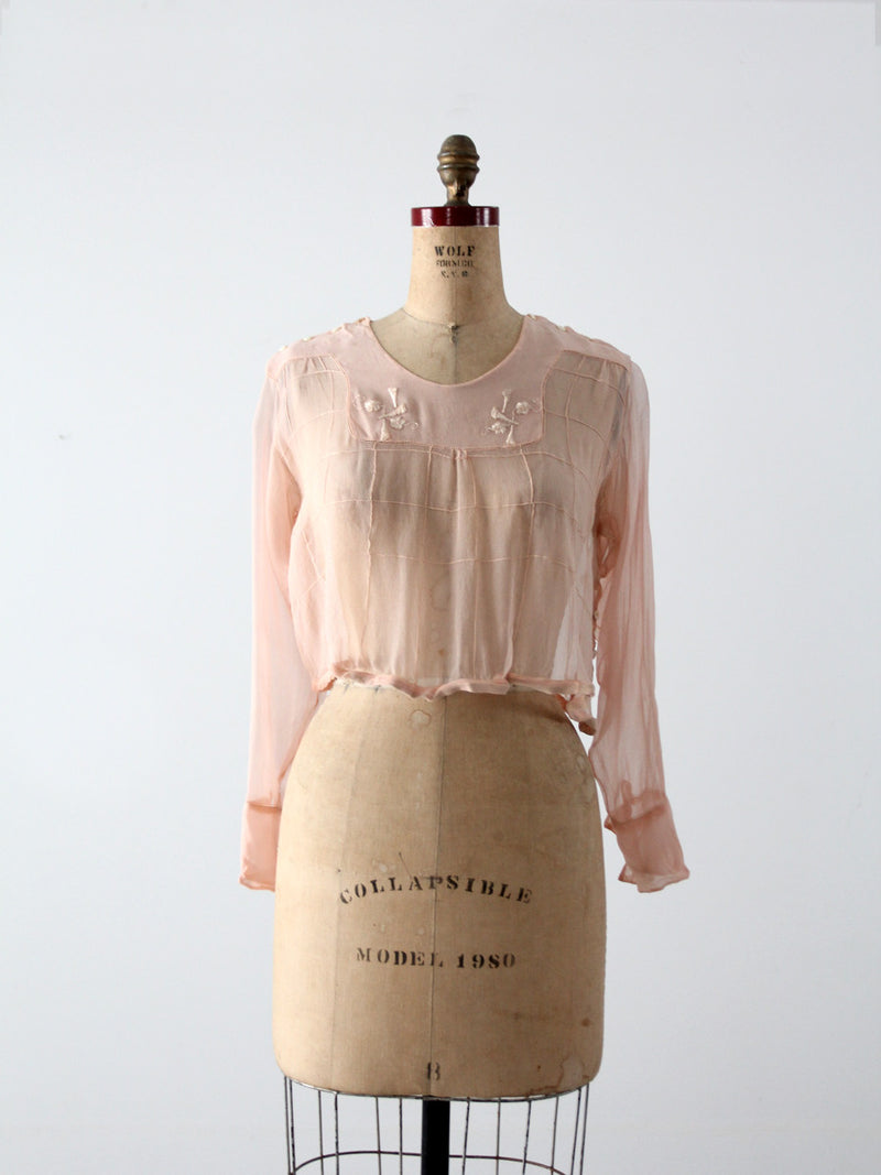 antique Edwardian pink silk blouse