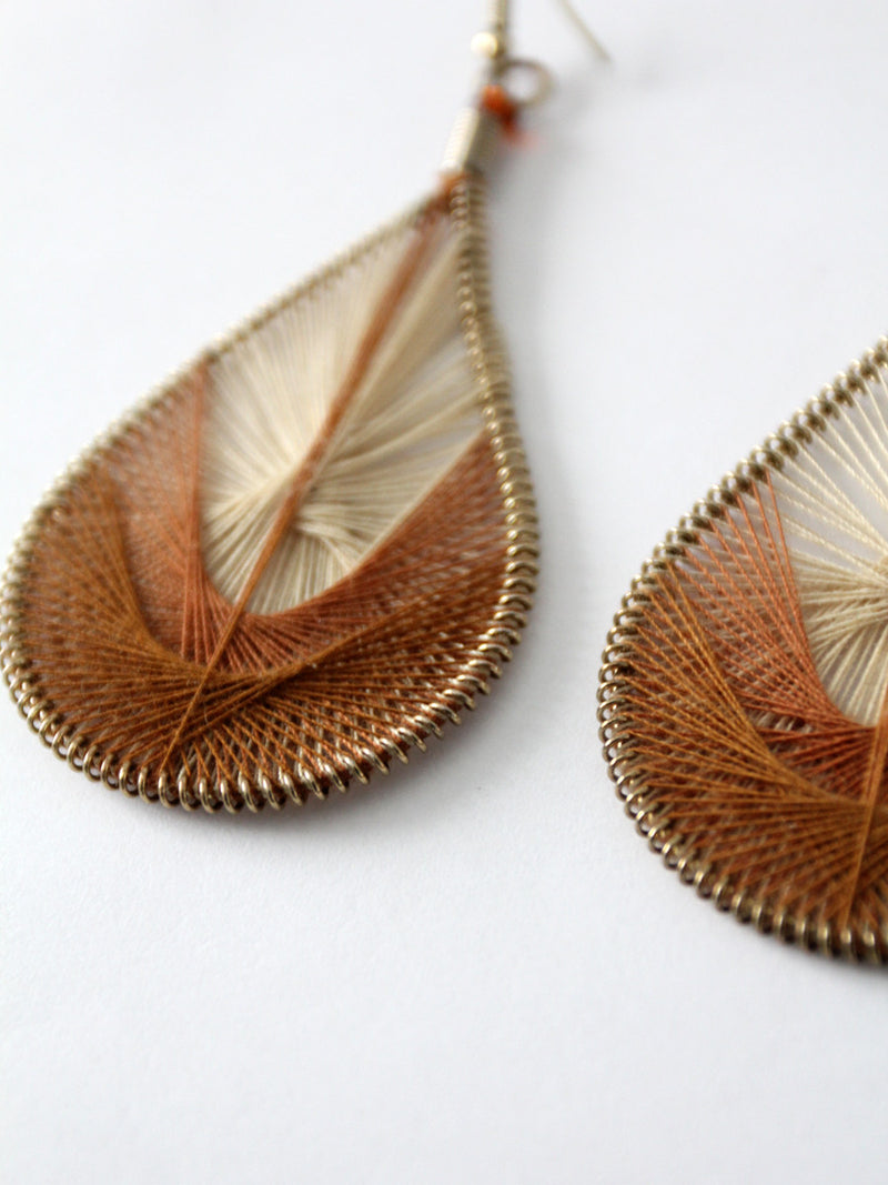 vintage string art Peruvian thread earrings