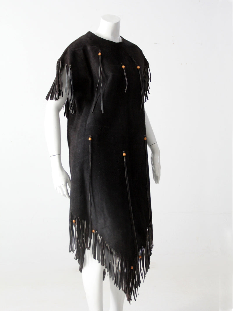 vintage suede leather fringe dress