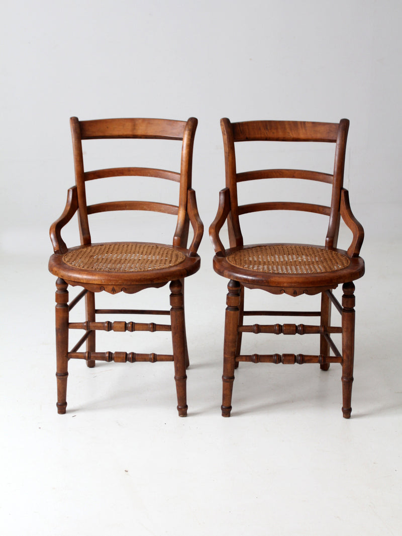 antique Victorian cane seat chairs pair