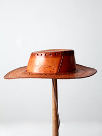 vintage Mexican tooled leather hat