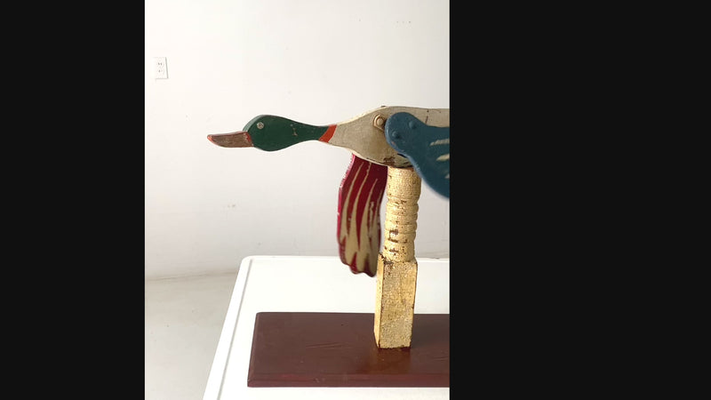 antique folk art wooden mallard duck