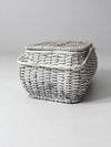 vintage white wicker picnic basket