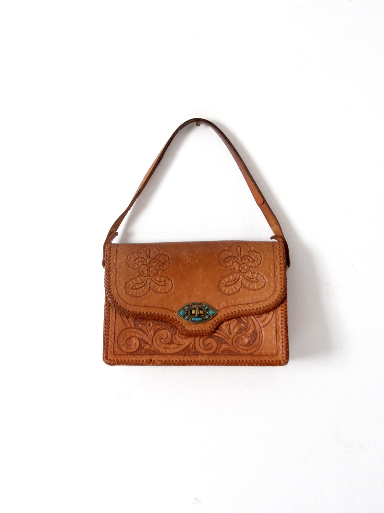 Vintage Tooled Leather Shoulder Bag -  Canada
