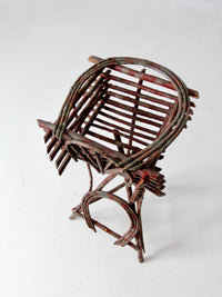 antique Adirondack twig table plant stand