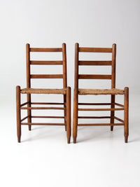 antique spint weave seat chairs pair