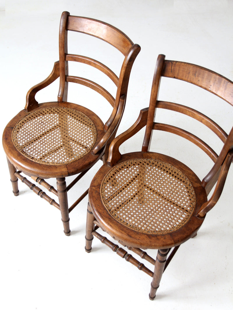 antique Victorian cane seat chairs pair