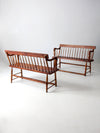 antique spindle back bench pair