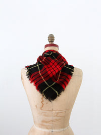 vintage red plaid wool scarf