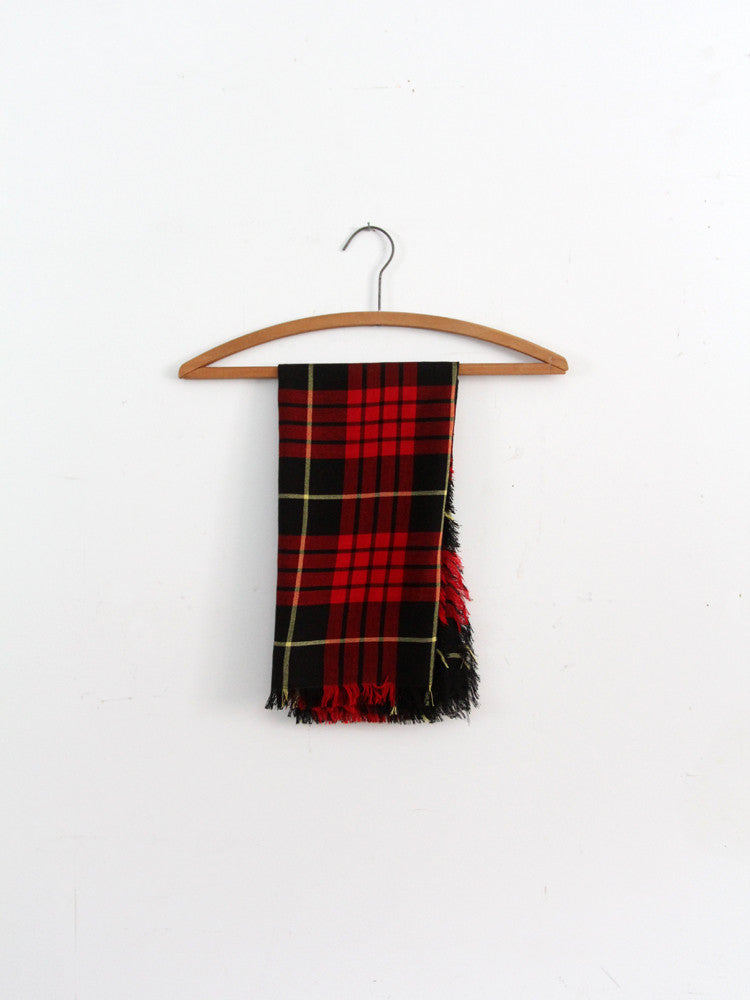 vintage red plaid wool scarf