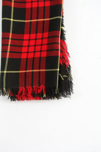 vintage red plaid wool scarf