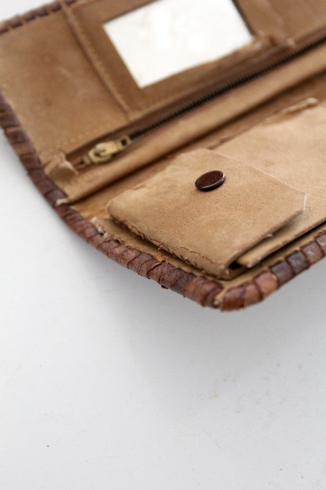 vintage 70s tooled leather wallet