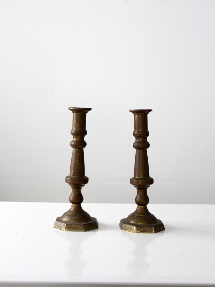 antique baroque style brass candlestick holders