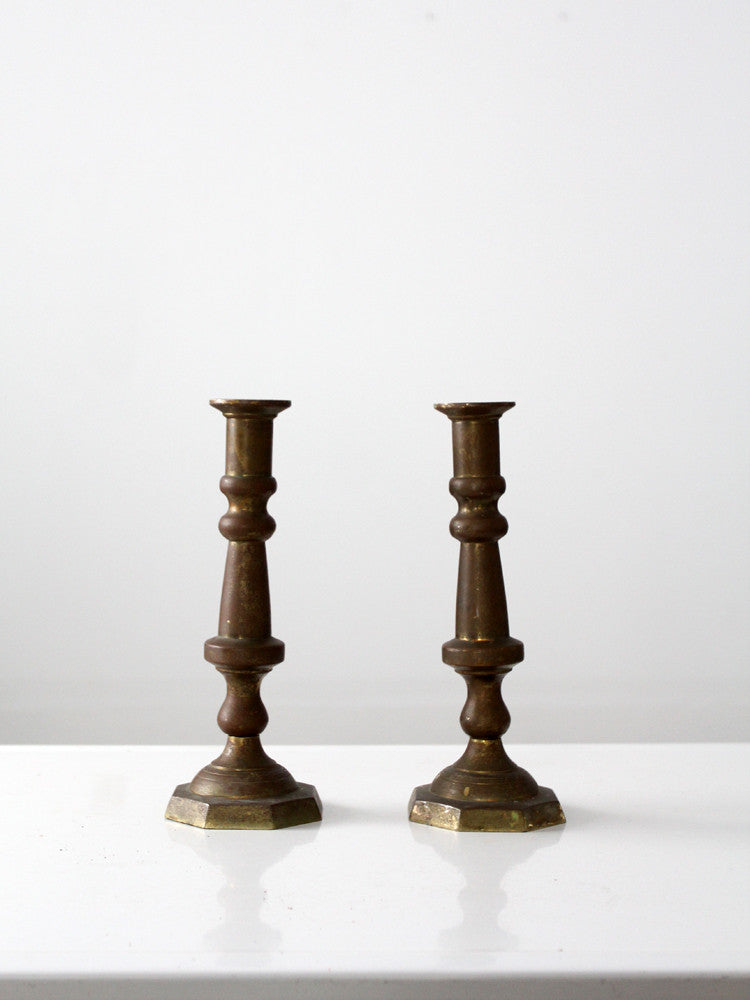 antique baroque style brass candlestick holders