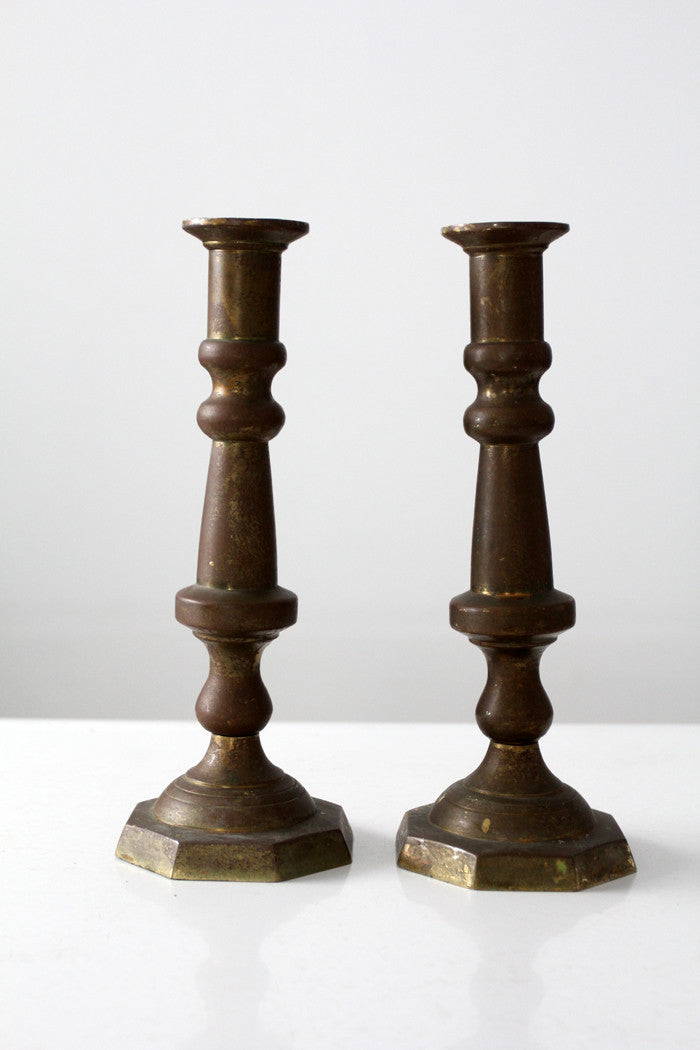 antique baroque style brass candlestick holders