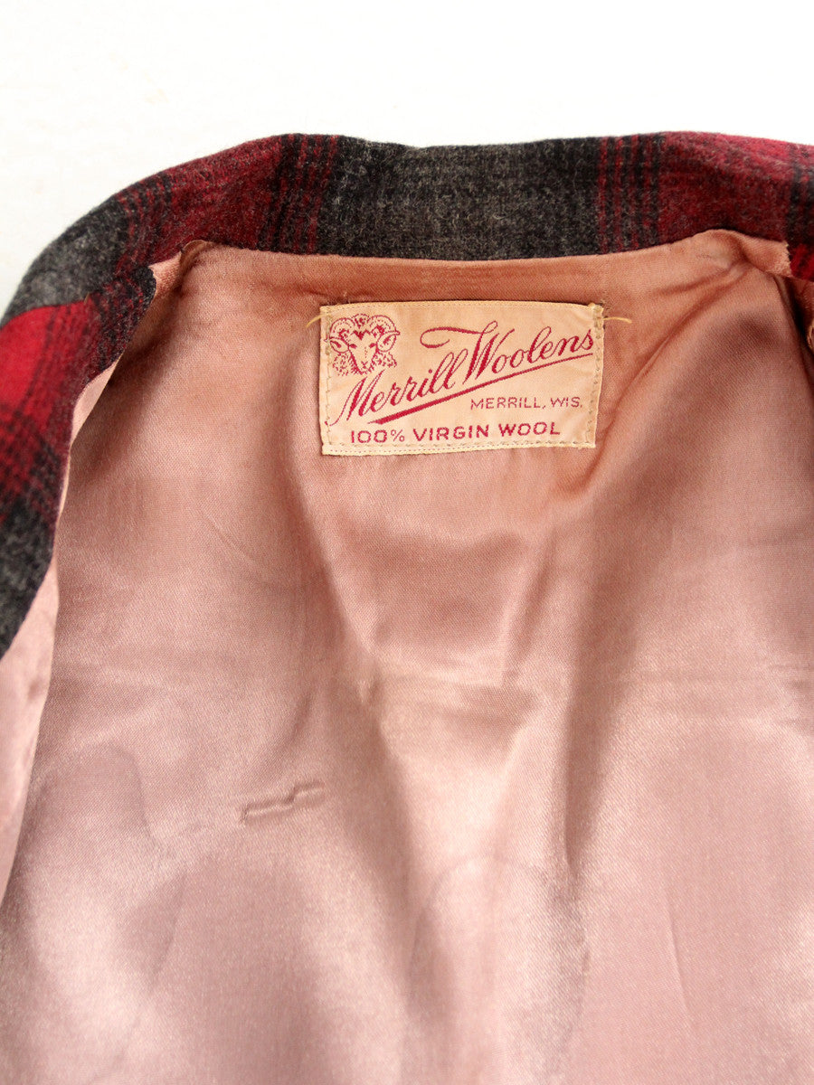 vintage 50s Merrill Woolens plaid wool blazer