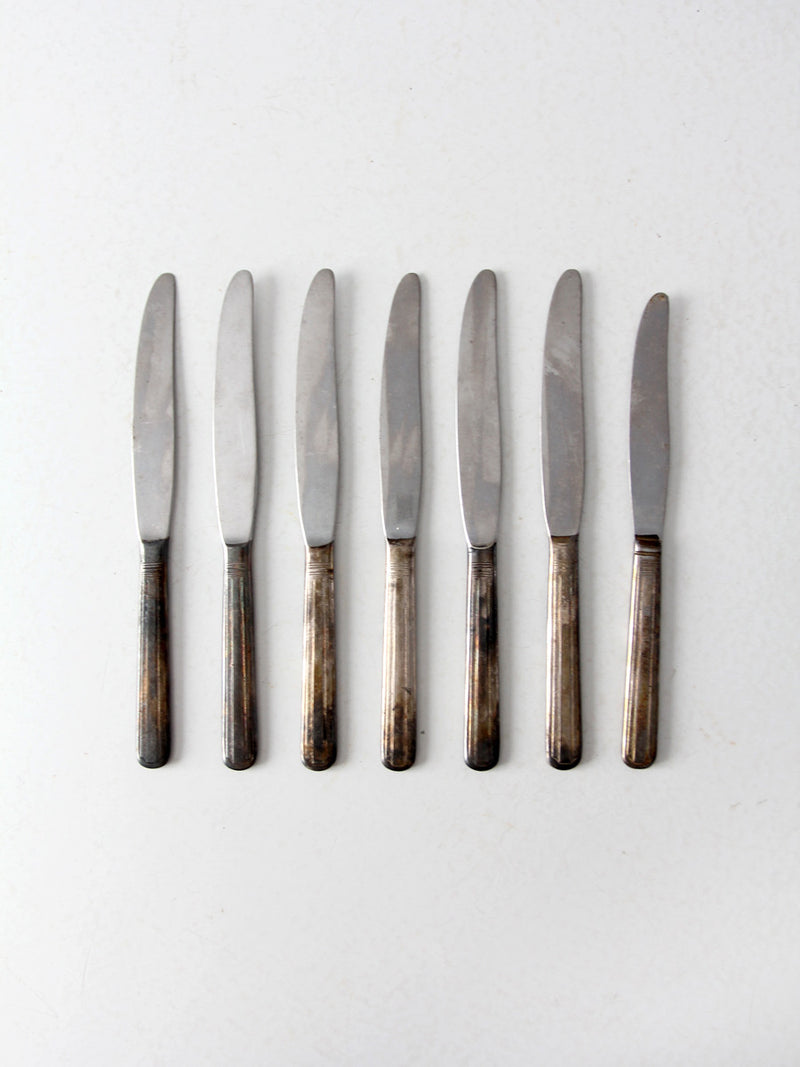 vintage silver plate dinner knife set