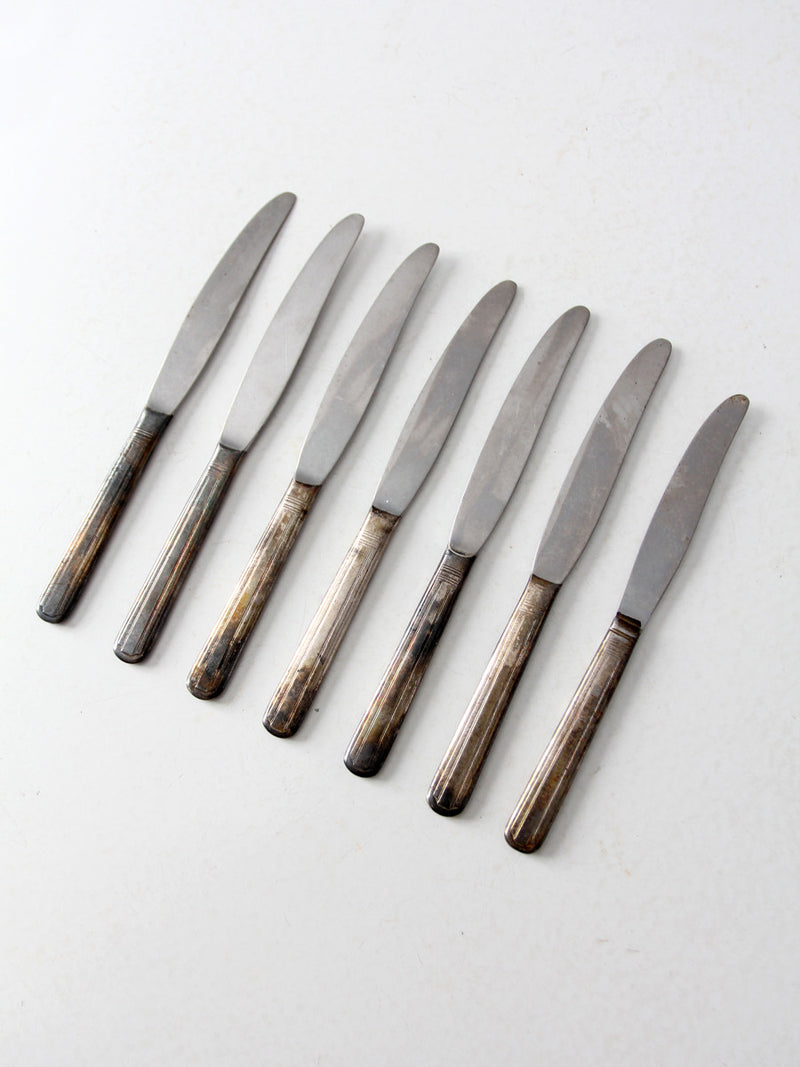 vintage silver plate dinner knife set
