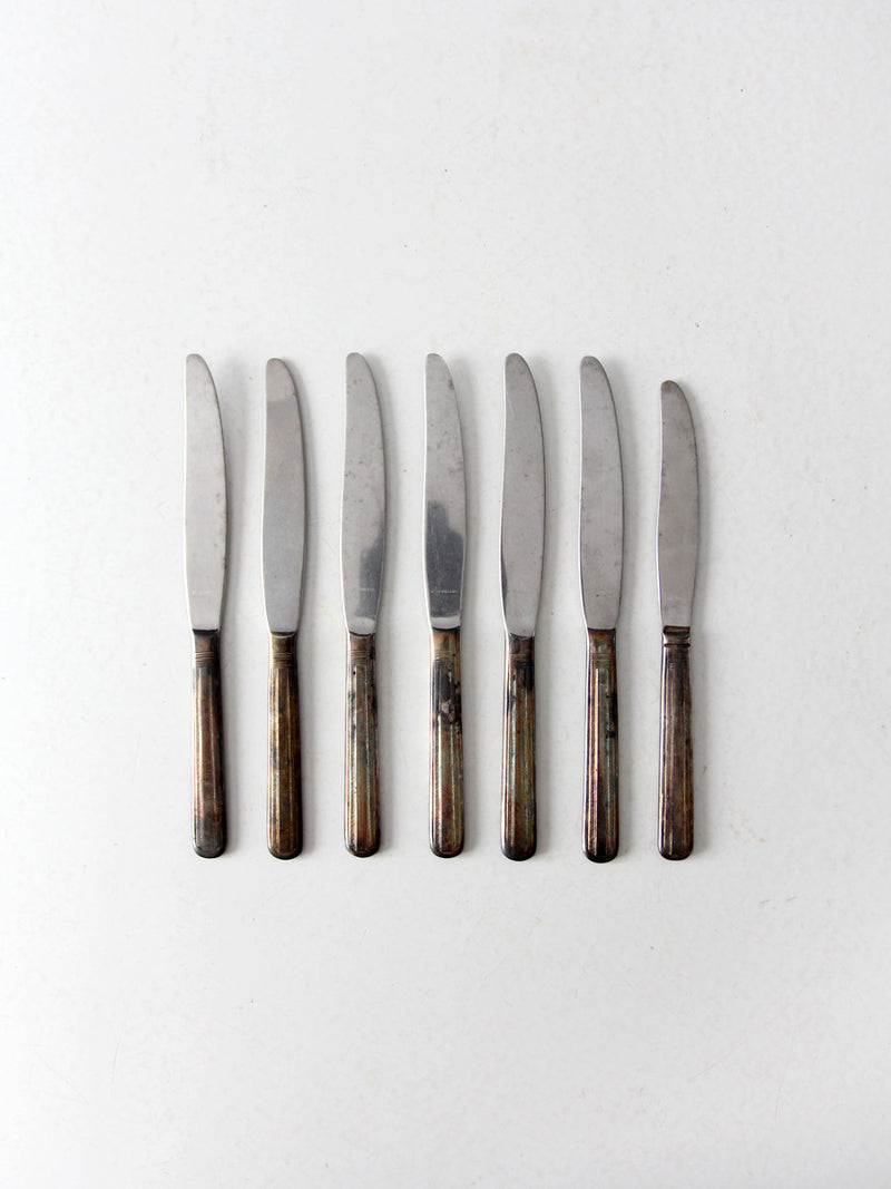 vintage silver plate dinner knife set