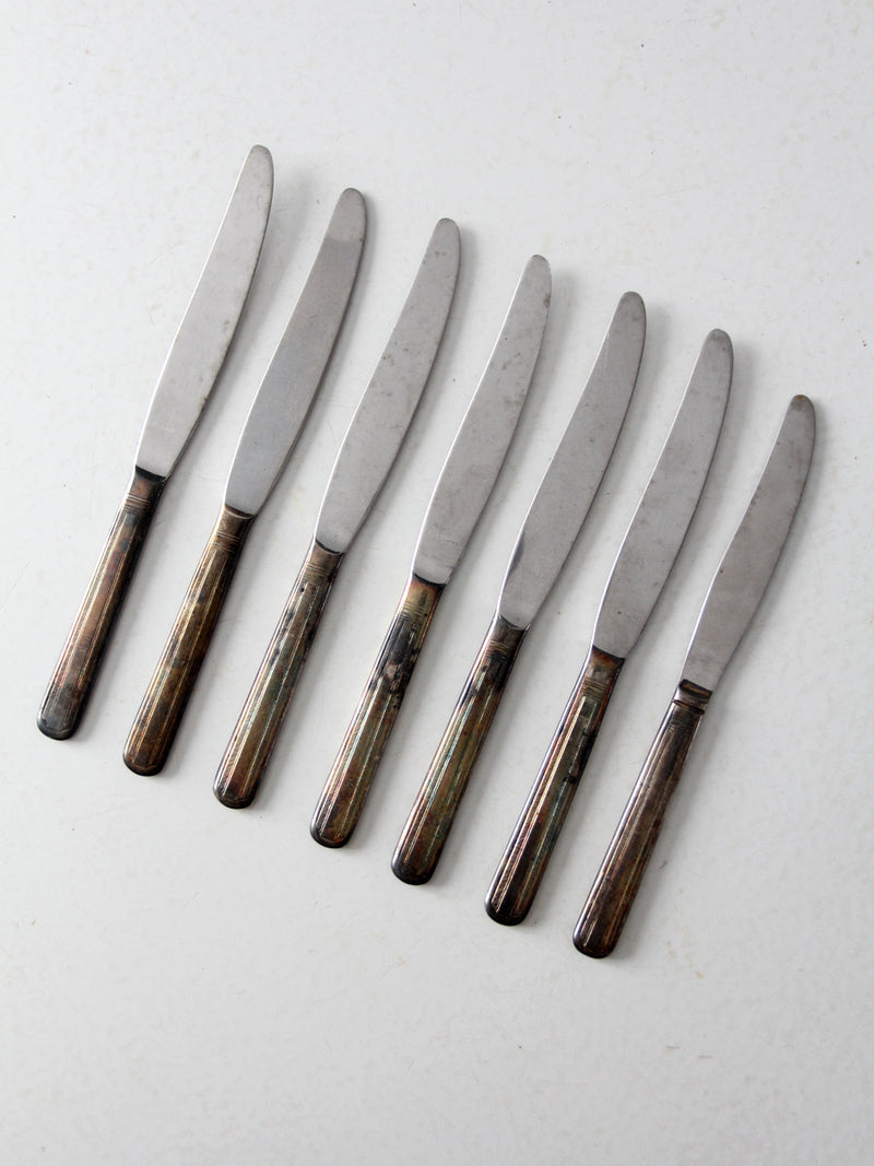 vintage silver plate dinner knife set