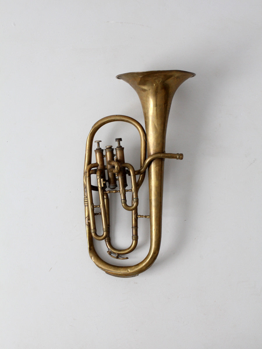 vintage brass baritone horn H. Lomar Pari