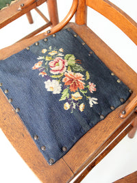antique ladder back chairs with needlepoint upholstery