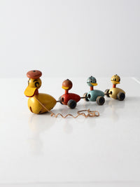 vintage early 50s Fisher Price "quacky duck and family" pull toy