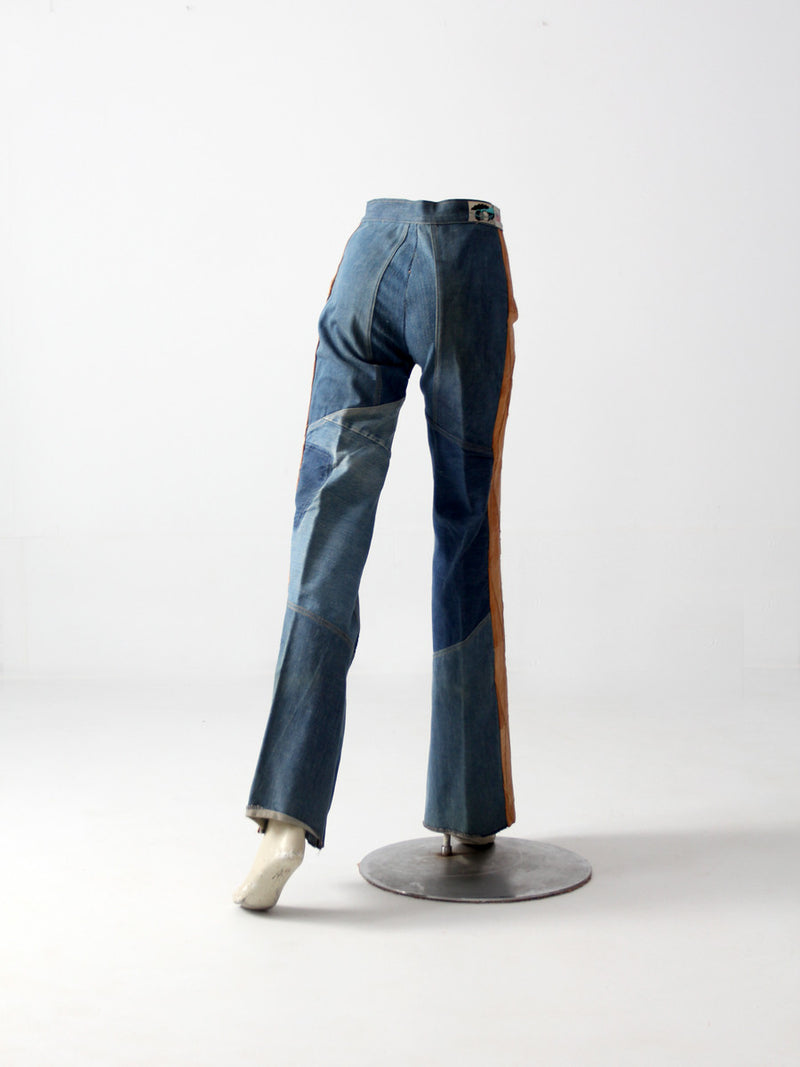 vintage 70s Antonio Guiseppe patchwork jeans, 27 x 34