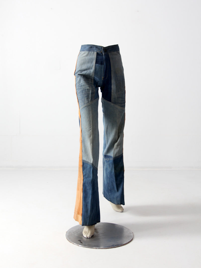 vintage 70s Antonio Guiseppe patchwork jeans, 27 x 34