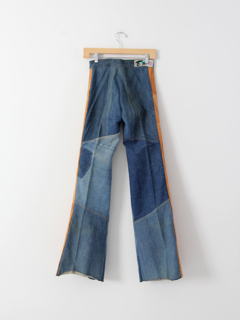 vintage 70s Antonio Guiseppe patchwork jeans, 27 x 34