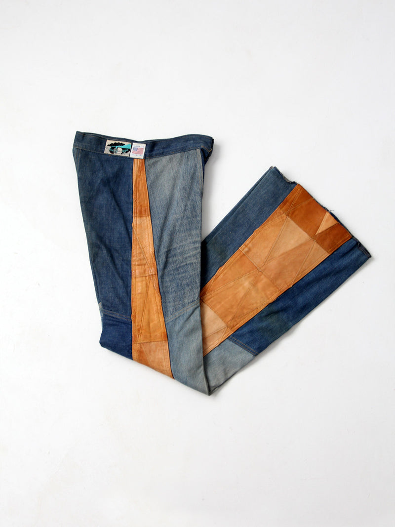 vintage 70s Antonio Guiseppe patchwork jeans, 27 x 34