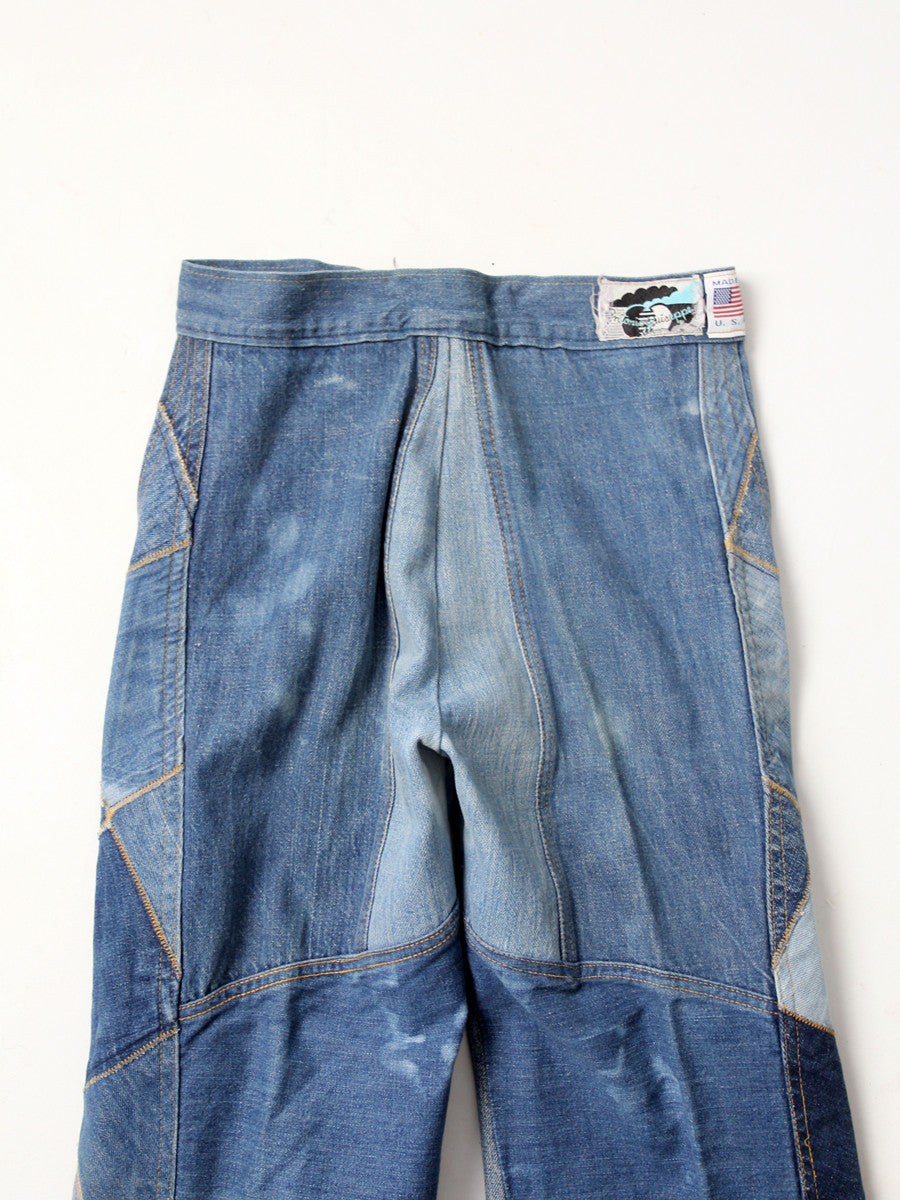 vintage 70s Antonio Guiseppe patchwork denim jeans, 26 x 34