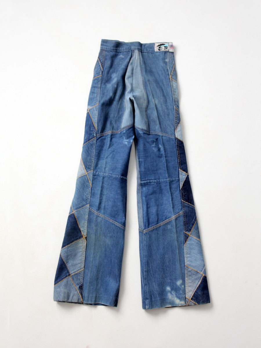 Vintage 70s Antonio Guiseppe Patchwork Denim Jeans, 26 x 34