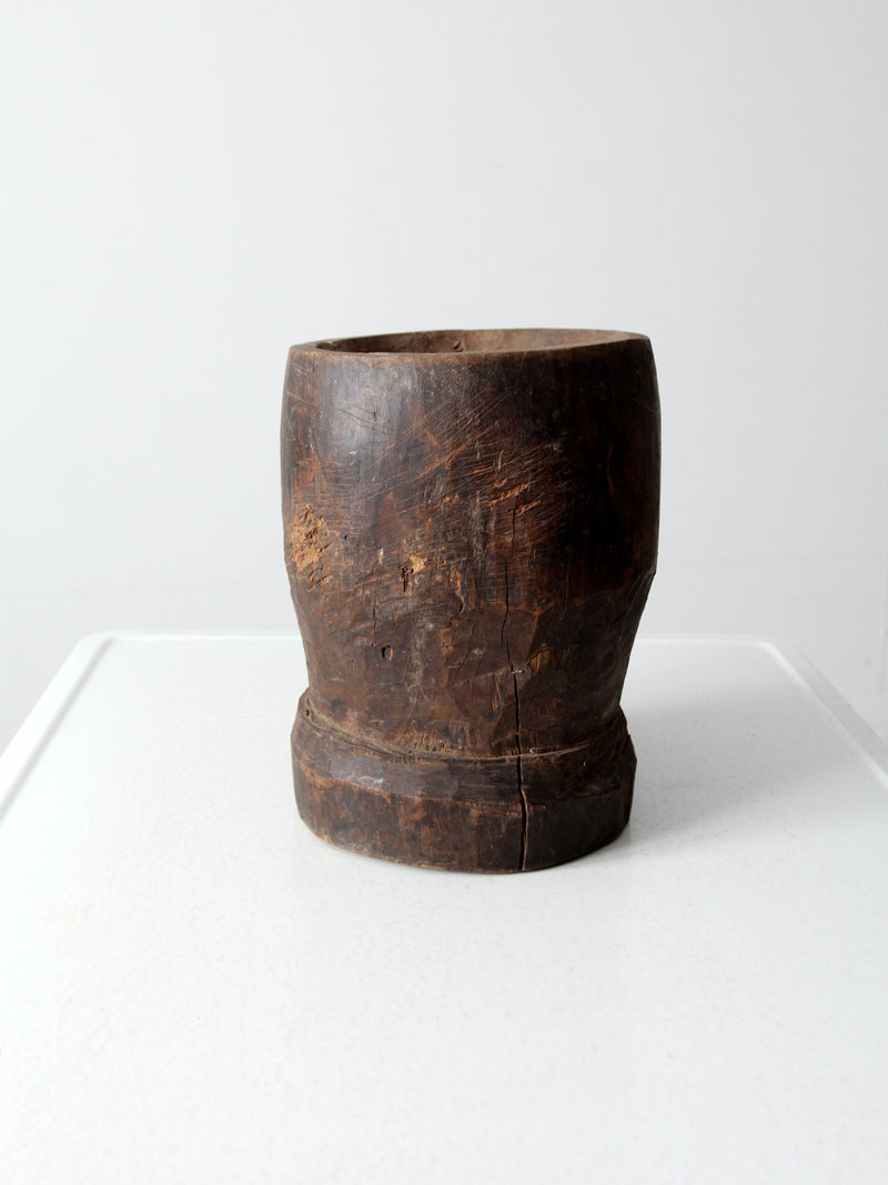 antique wooden mortar