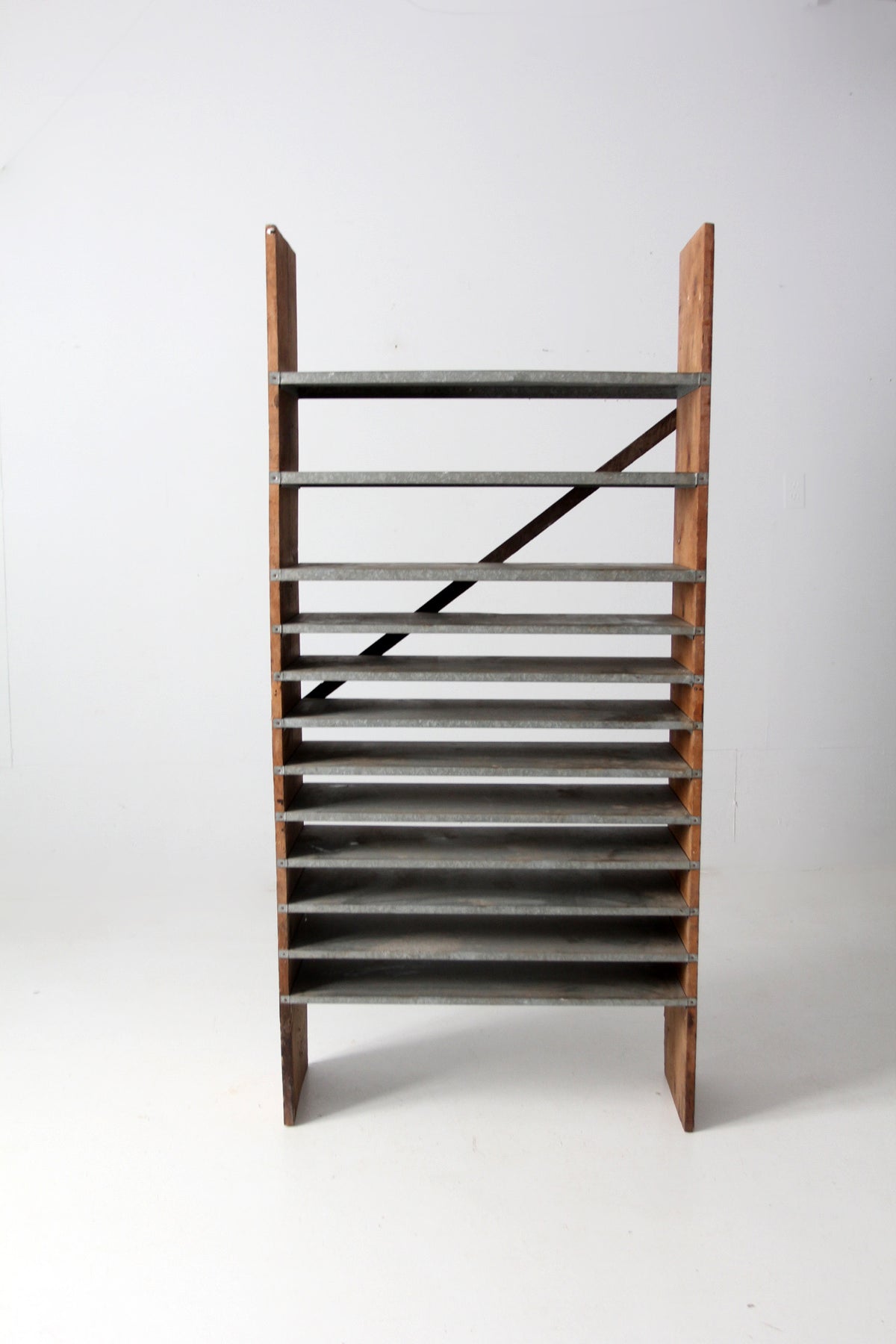 vintage wood & galvanized metal shelf