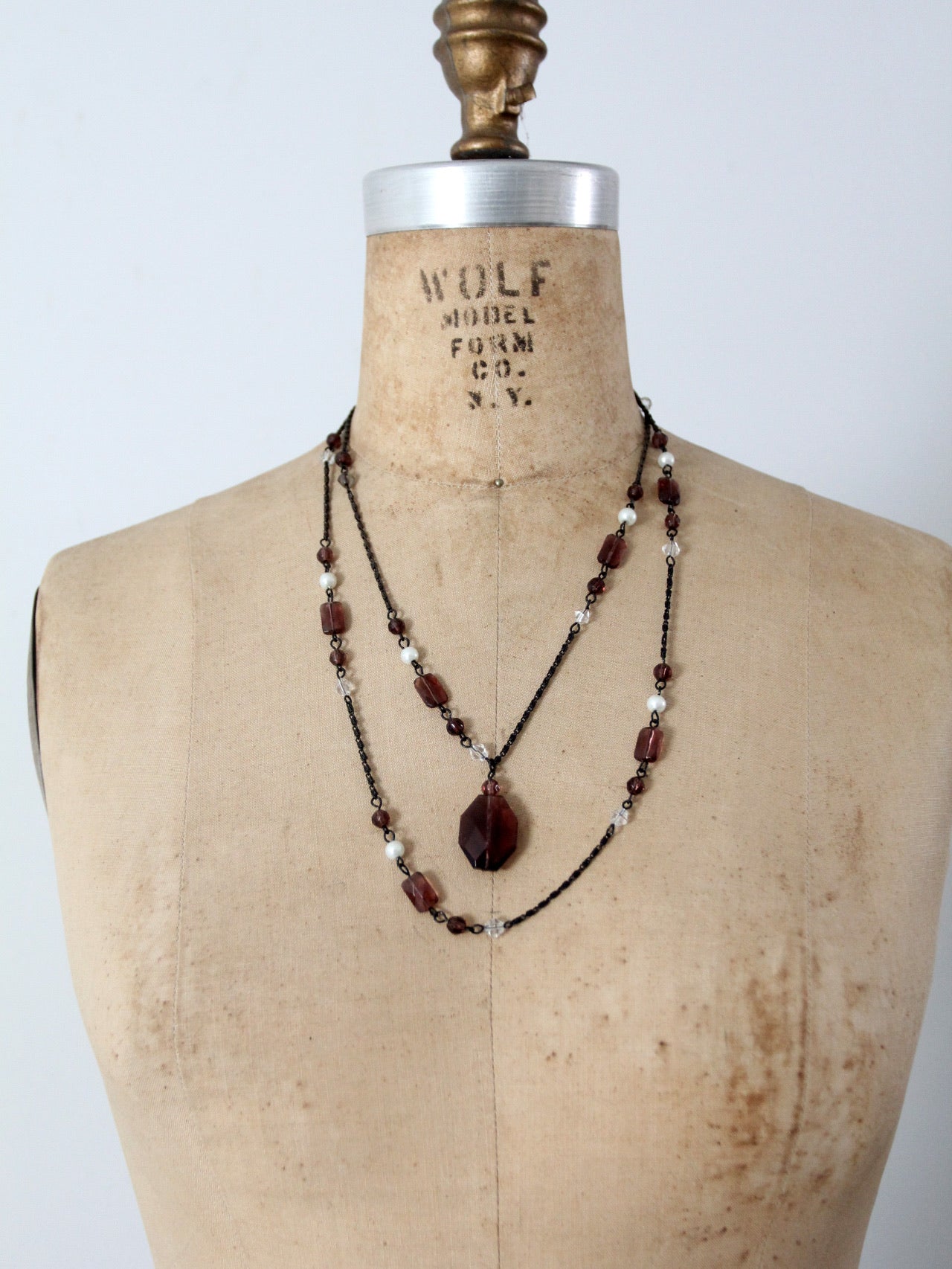 vintage double chain pendant necklace