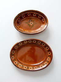 vintage Mexican pottery serving dishes pair